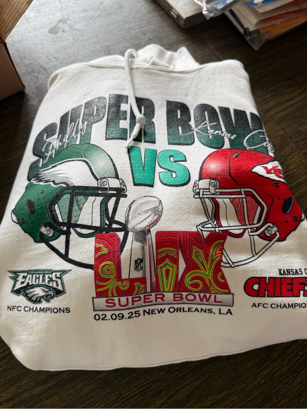 Women’s Eagles VS Chiefs Super Bowl Hoodie NWOT